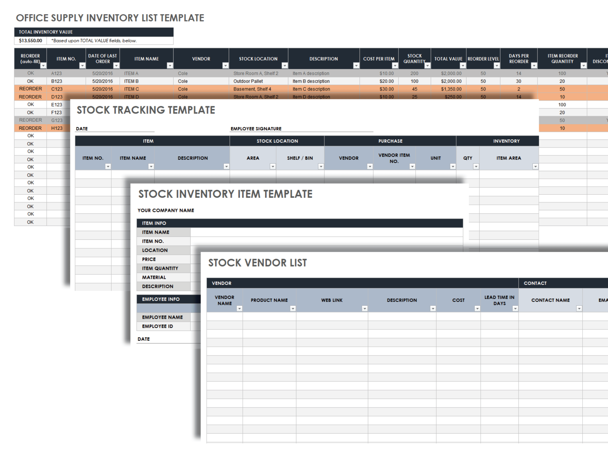 Office Maintenance Shop Inventory Template