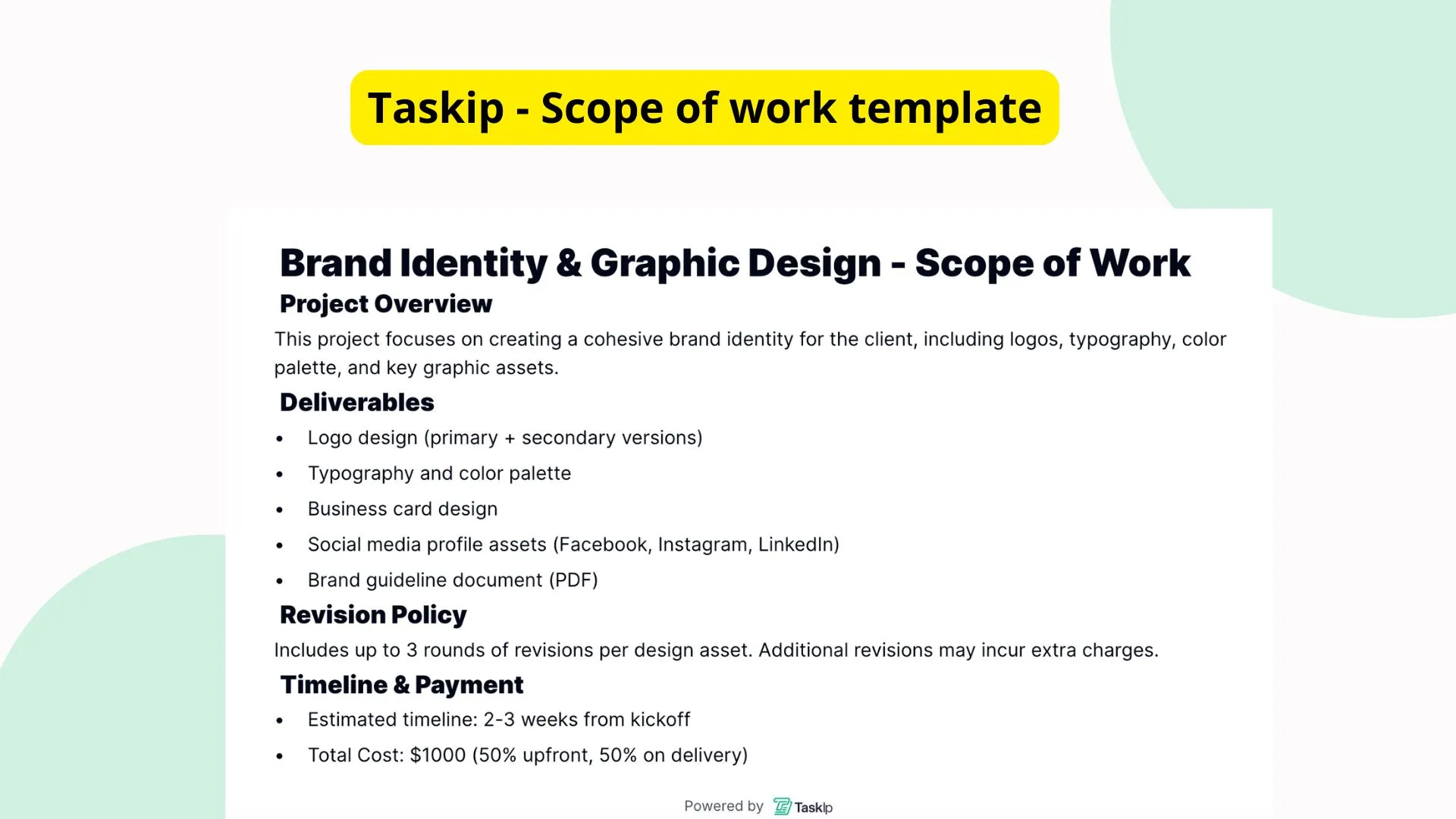 Graphic Design Scope of Work Template