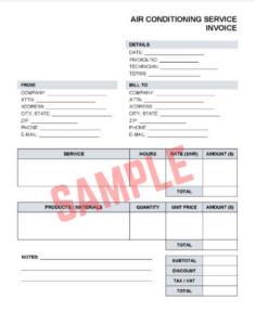 Air Conditioning Repair Invoice Template