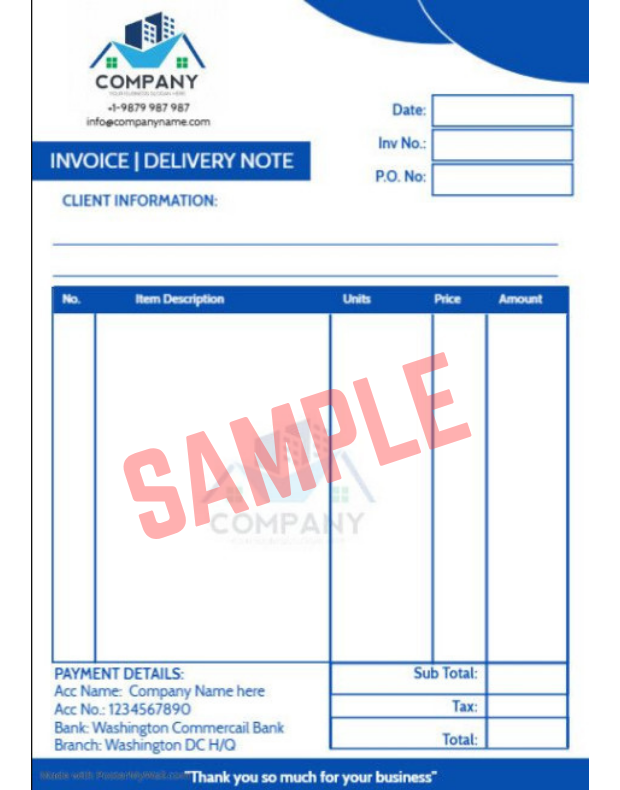 Cash On Delivery Invoice Template