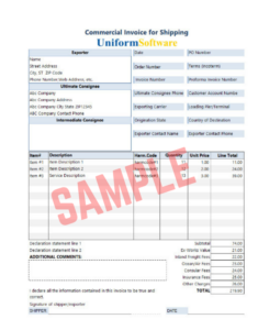 Commercial Invoice Template For International Shipping
