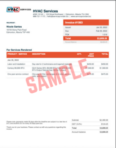 Heating And Cooling Invoice Template