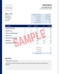 Home Health Care Invoice Template