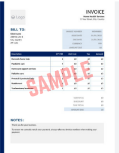 Home Health Care Invoice Template