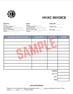 Hvac Service Order Invoice Template