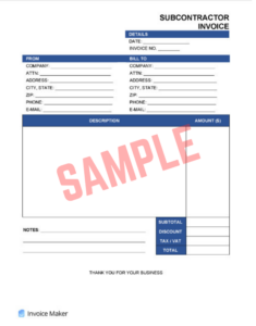 Invoice Template For Contract Work