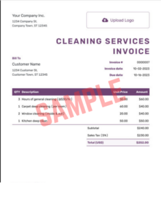 Self Employed Cleaner Invoice Template
