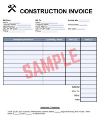 Self Employed Construction Invoice Template