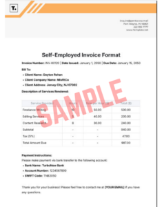 Self Employed Contractor Invoice Template