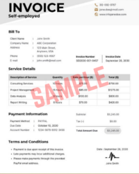 Self Employed Work Invoice Template