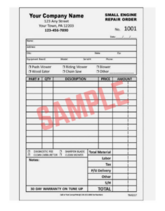 Small Engine Repair Invoice Template