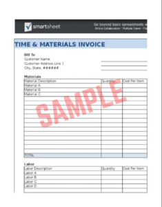 Time And Material Invoice Template