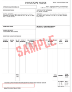 Us Customs Commercial Invoice Template