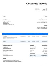 Corp To Corp Invoice Template