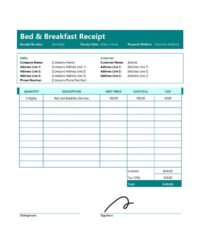Bed And Breakfast Invoice Template