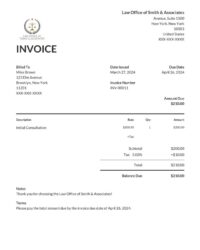 Law Firm Legal Invoice Template