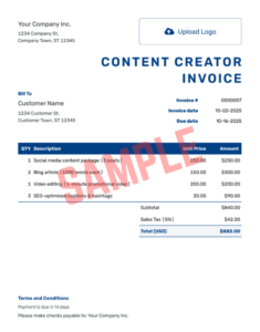 Invoice Template For Content Creators