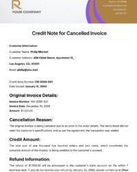 Credit Note To Cancel Invoice Template Credit Note To Cancel Invoice Template