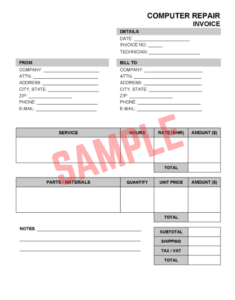 Computer Repair Service Invoice Template