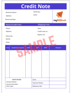 Credit Note Against Invoice Template