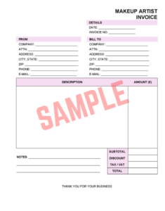 Freelance Makeup Artist Invoice Template