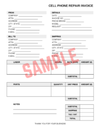 Mobile Phone Repair Invoice Template