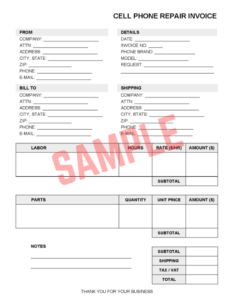 Mobile Phone Repair Invoice Template