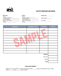 Motor Vehicle Repair Invoice Template Motor Vehicle Repair Invoice Template