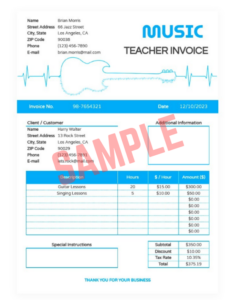 Music Lesson Invoice Template