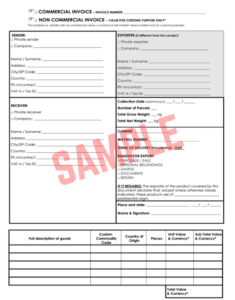 No Commercial Value Invoice Template