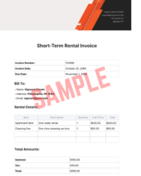 Short Term Rental Invoice Template