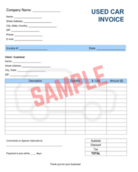Used Car Purchase Invoice Template